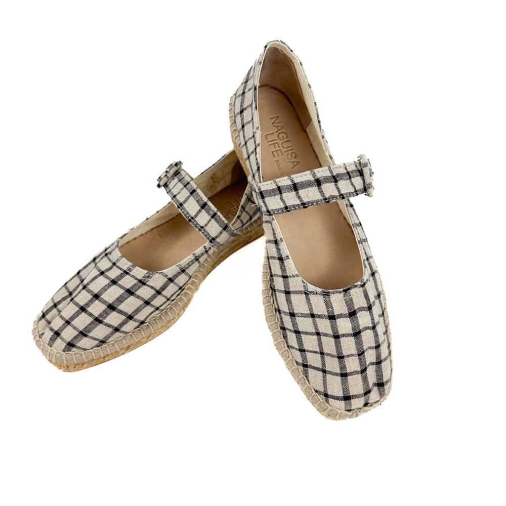 NAGUISA Espadrilles shoes BLACK CHECK NEW with tag and box